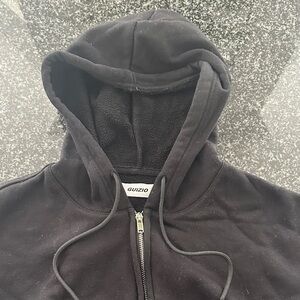 Guizio Cropped Black Zip Hoodie Size Small